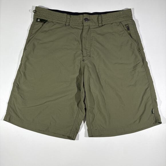 HOWLER BROS Ripstop Olive Green Nylon Shorts Pockets Men Size 36 - Picture 1 of 9
